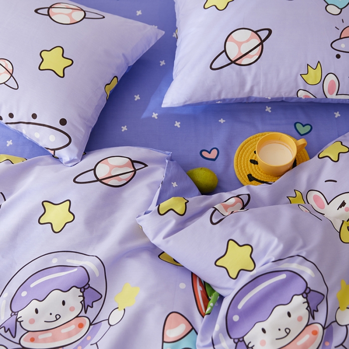 91家纺网 家纺一手货源 找家纺 窝米 2021新款春季全棉卡通四件套 太空兔