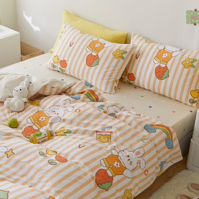 91家纺网 家纺一手货源 找家纺 窝米 2021新款春季全棉卡通四件套 兔子乖乖