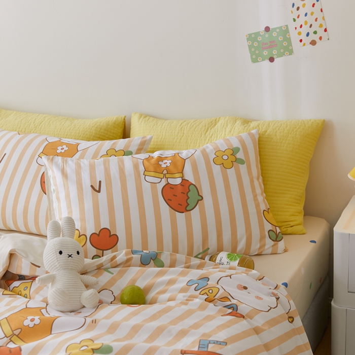 91家纺网 家纺一手货源 找家纺 窝米 2021新款春季全棉卡通四件套 兔子乖乖