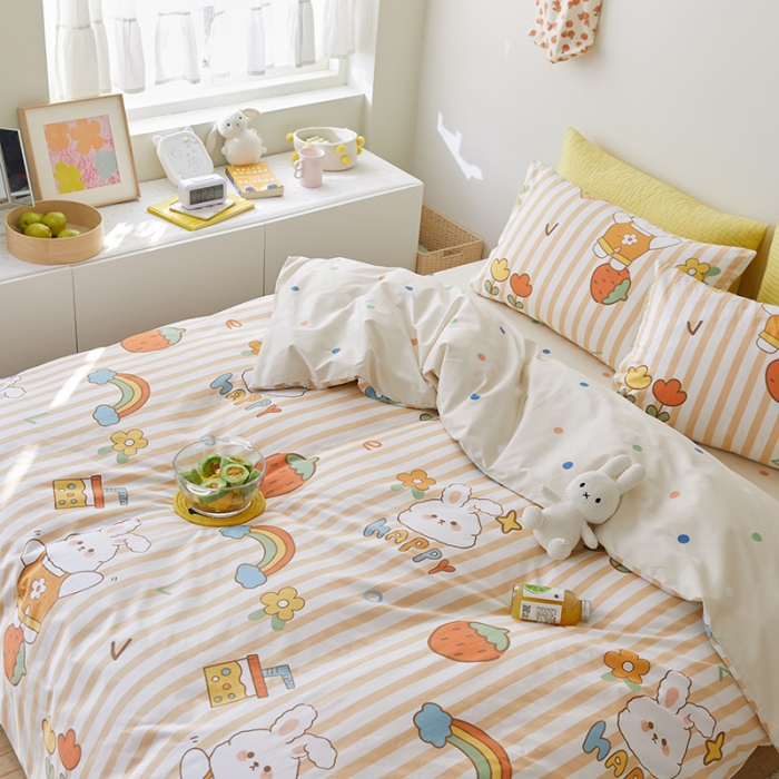 91家纺网 家纺一手货源 找家纺 窝米 2021新款春季全棉卡通四件套 兔子乖乖