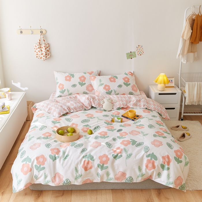 91家纺网 家纺一手货源 找家纺 窝米 2021新款春季全棉卡通四件套 小花蕾