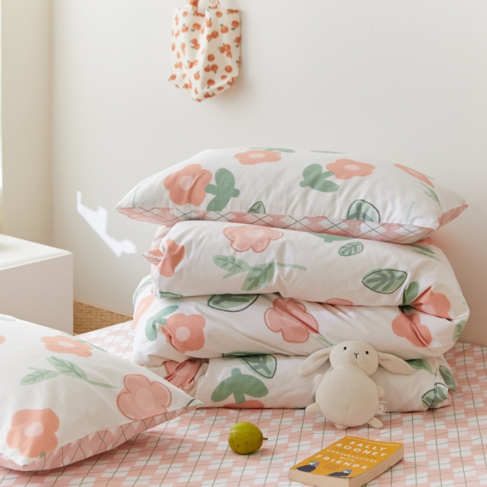 91家纺网 家纺一手货源 找家纺 窝米 2021新款春季全棉卡通四件套 小花蕾