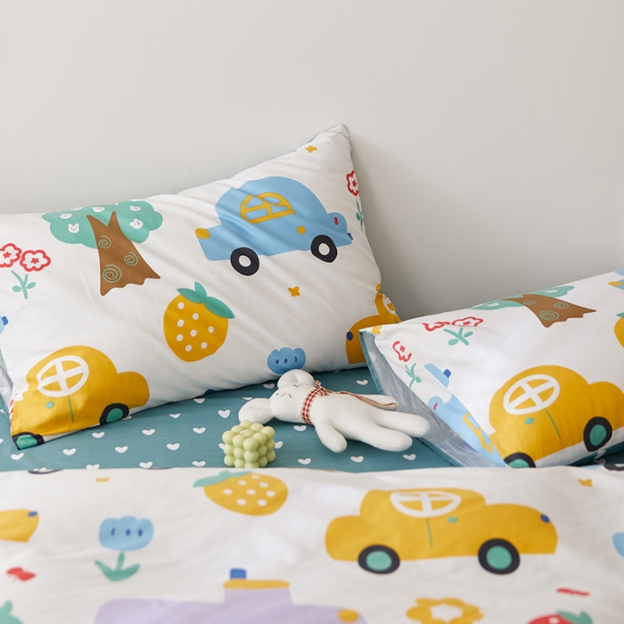 91家纺网 家纺一手货源 找家纺 窝米 2021新款春季全棉卡通四件套 小汽车