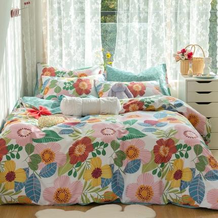 91家纺网 家纺一手货源 找家纺 仟网汇 2021新款春夏全棉花卉系列四件套 花颂