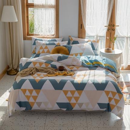 91家纺网 家纺一手货源 找家纺 仟网汇 2021新款春夏全棉北欧风几何系列四件套 波西