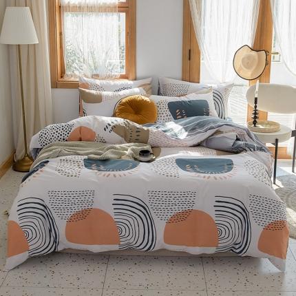 91家纺网 家纺一手货源 找家纺 仟网汇 2021新款春夏全棉北欧风几何系列四件套 浅爱