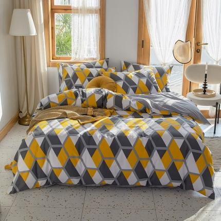 91家纺网 家纺一手货源 找家纺 （总）仟网汇 2021新款春夏全棉北欧风几何系列四件套