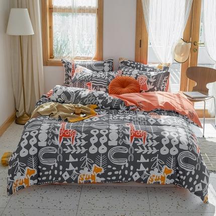 91家纺网 家纺一手货源 找家纺 仟网汇 2021新款春夏全棉北欧风几何系列四件套 索尔