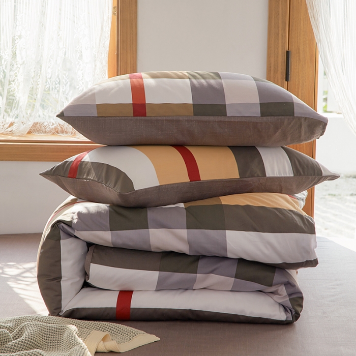 91家纺网 家纺一手货源 找家纺 仟网汇 2021新款春夏全棉北欧风几何系列四件套 方格日记