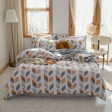 仟网汇 2021新款春夏全棉北欧风几何系列四件套 摩卡