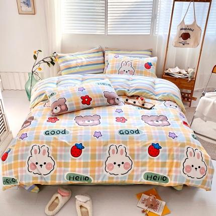 91家纺网 家纺一手货源 找家纺 （总）仟网汇 2021新款春夏全棉小清新卡通系列四件套