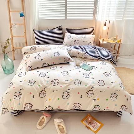 91家纺网 家纺一手货源 找家纺 （总）仟网汇 2021新款春夏全棉小清新卡通系列四件套