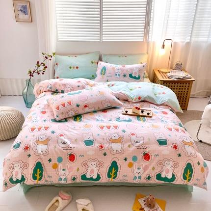 91家纺网 家纺一手货源 找家纺 （总）仟网汇 2021新款春夏全棉小清新卡通系列四件套