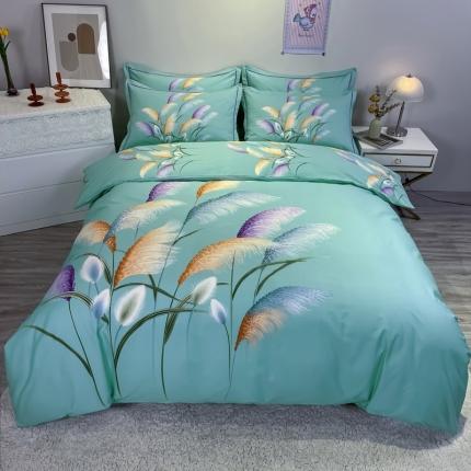 91家纺网 家纺一手货源 找家纺 金爱家 2021新款全棉活性花卉系列四件套 穗禾绿风格2