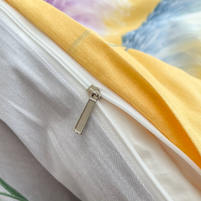 91家纺网 家纺一手货源 找家纺 金爱家 2021新款全棉活性花卉系列四件套 穗禾黄风格1