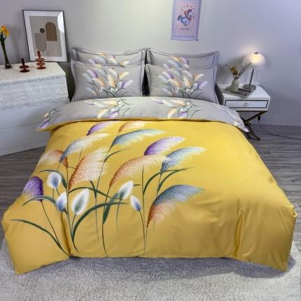 金爱家 2021新款全棉活性花卉系列四件套 穗禾黄风格2