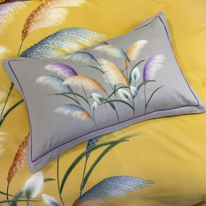 91家纺网 家纺一手货源 找家纺 金爱家 2021新款全棉活性花卉系列四件套 穗禾黄风格2