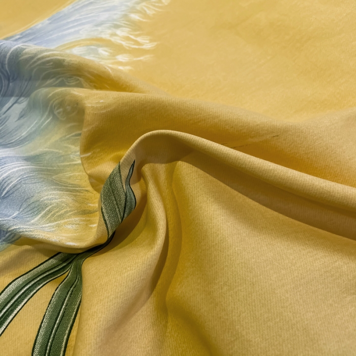 91家纺网 家纺一手货源 找家纺 金爱家 2021新款全棉活性花卉系列四件套 穗禾黄风格2