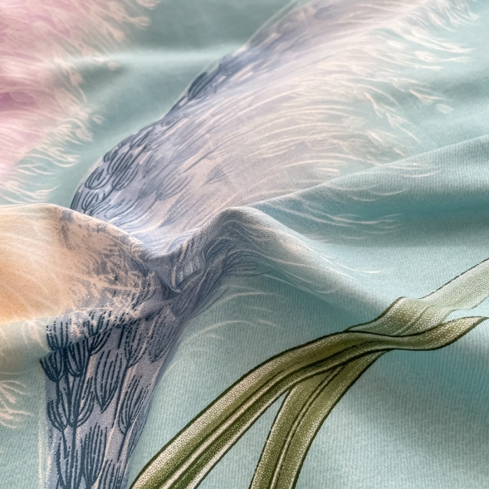 91家纺网 家纺一手货源 找家纺 金爱家 2021新款全棉活性花卉系列四件套 穗禾绿风格1