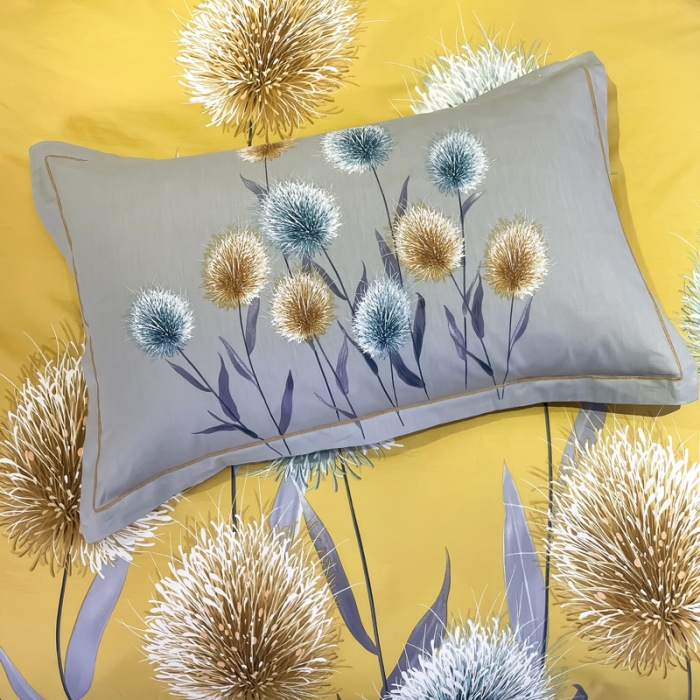 91家纺网 家纺一手货源 找家纺 金爱家 2021新款全棉活性花卉系列四件套 希尔黄风格2