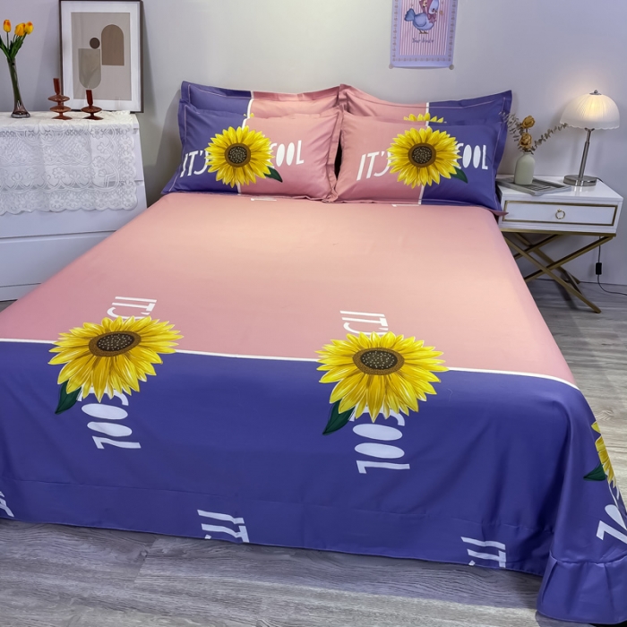 91家纺网 家纺一手货源 找家纺 金爱家 2021新款全棉活性花卉系列四件套 夏日风情-紫风格1