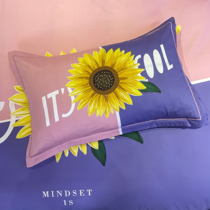 91家纺网 家纺一手货源 找家纺 金爱家 2021新款全棉活性花卉系列四件套 夏日风情-紫风格1