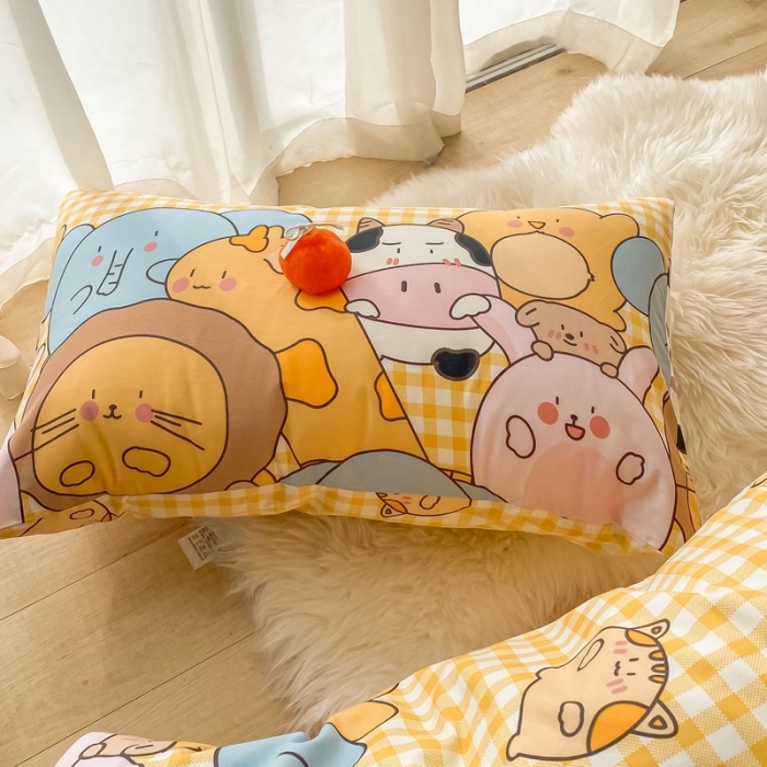 91家纺网 家纺一手货源 找家纺 沐棉家居  2022年新款13370全棉印花四件套直播爆款 欢乐牧场