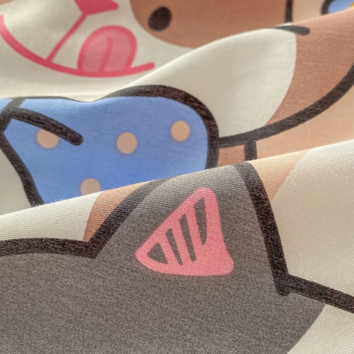 91家纺网 家纺一手货源 找家纺 沐棉家居  2022年新款13370全棉印花四件套直播爆款 喵喵聚会