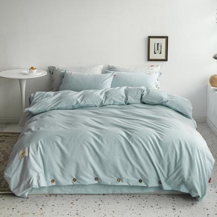 91家纺网 家纺一手货源 找家纺 睡美美 2021新款60色织彩棉四件套 梵星蓝