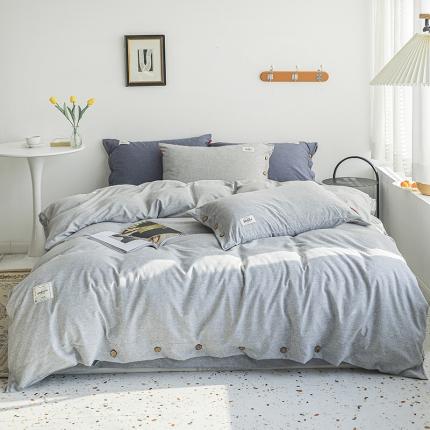 91家纺网 家纺一手货源 找家纺 睡美美 2021新款60色织彩棉四件套 摩登灰