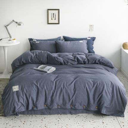 91家纺网 家纺一手货源 找家纺 睡美美 2021新款60色织彩棉四件套 时尚灰