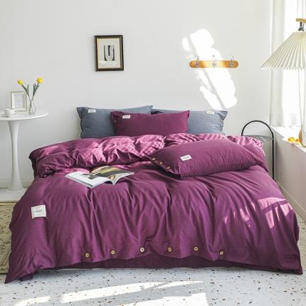 睡美美 2021新款60色织彩棉四件套 浪漫紫