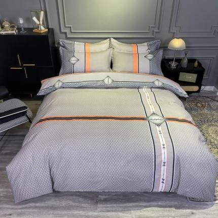 91家纺网 家纺一手货源 找家纺 金爱家 2021新款全棉13372四件套条格简约系列 卢卡斯