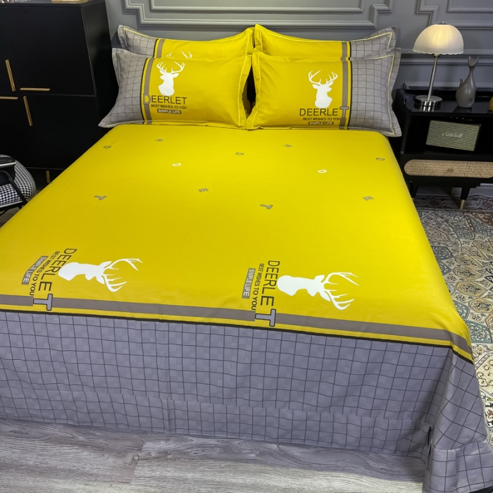 91家纺网 家纺一手货源 找家纺 金爱家 2021新款全棉13372四件套条格简约系列 皇家风情