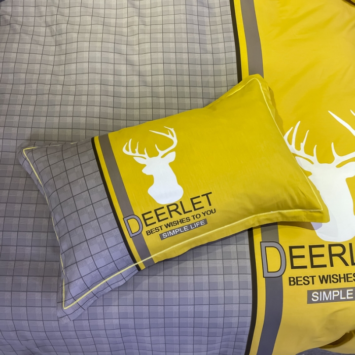 91家纺网 家纺一手货源 找家纺 金爱家 2021新款全棉13372四件套条格简约系列 皇家风情