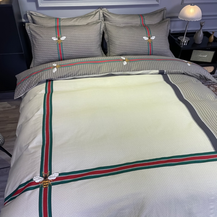 91家纺网 家纺一手货源 找家纺 金爱家 2021新款全棉13372四件套条格简约系列 极简主义