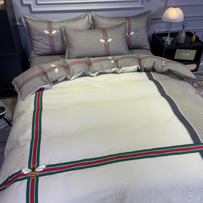 91家纺网 家纺一手货源 找家纺 金爱家 2021新款全棉13372四件套条格简约系列 极简主义