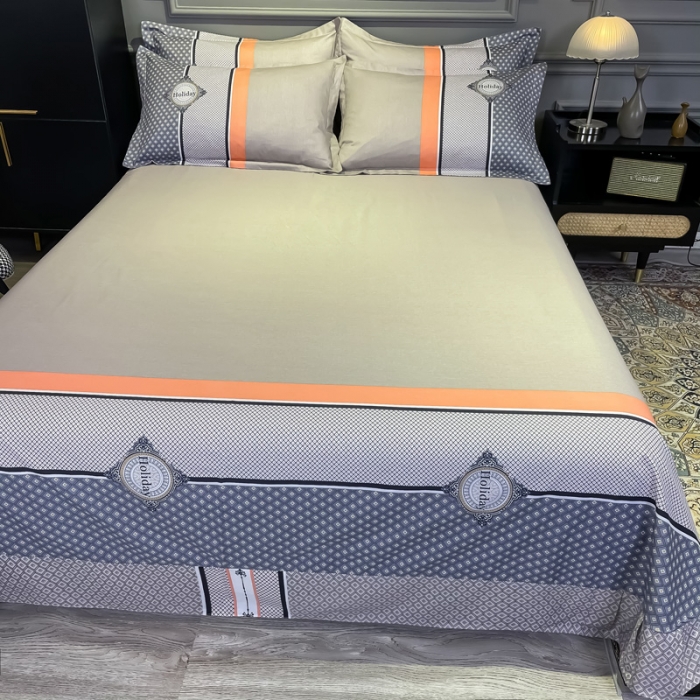 91家纺网 家纺一手货源 找家纺 金爱家 2021新款全棉13372四件套条格简约系列 卢卡斯