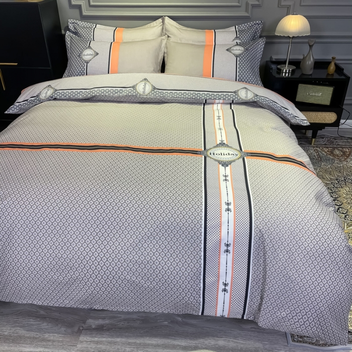 91家纺网 家纺一手货源 找家纺 金爱家 2021新款全棉13372四件套条格简约系列 卢卡斯