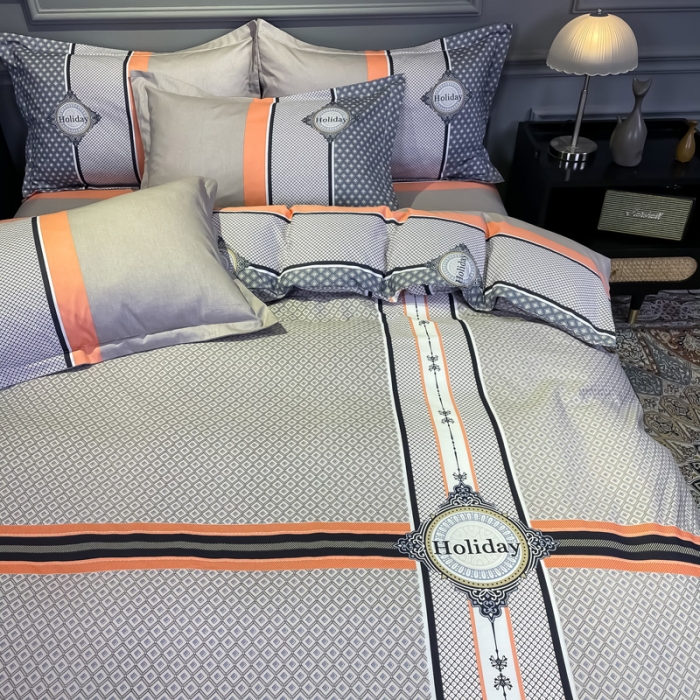 91家纺网 家纺一手货源 找家纺 金爱家 2021新款全棉13372四件套条格简约系列 卢卡斯