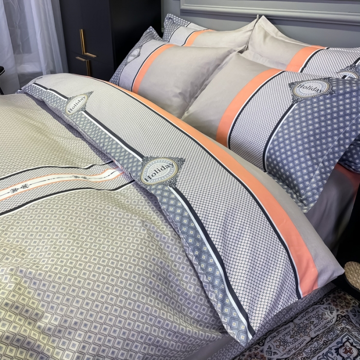 91家纺网 家纺一手货源 找家纺 金爱家 2021新款全棉13372四件套条格简约系列 卢卡斯