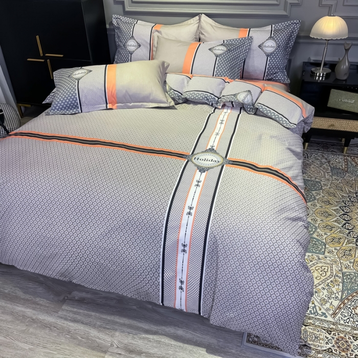 91家纺网 家纺一手货源 找家纺 金爱家 2021新款全棉13372四件套条格简约系列 卢卡斯