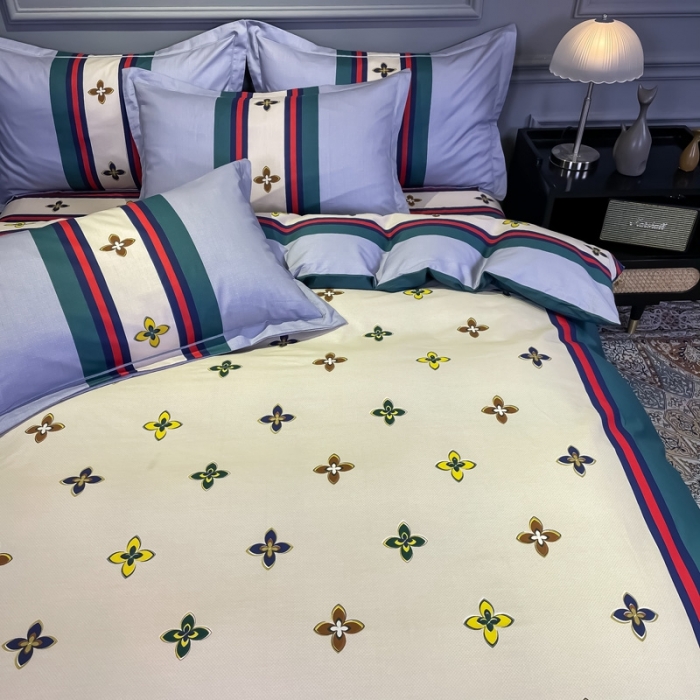 91家纺网 家纺一手货源 找家纺 金爱家 2021新款全棉13372四件套条格简约系列 迈凯伦