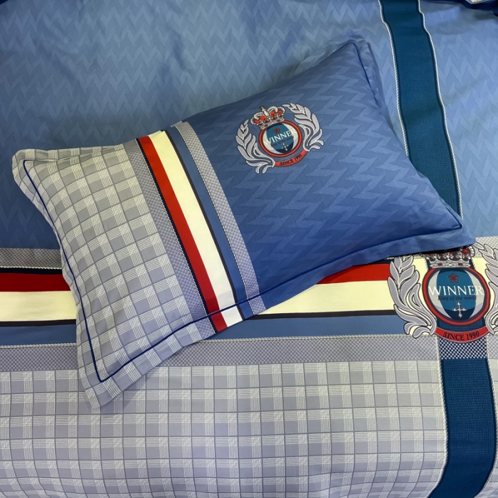 91家纺网 家纺一手货源 找家纺 金爱家 2021新款全棉13372四件套条格简约系列 圣卡罗