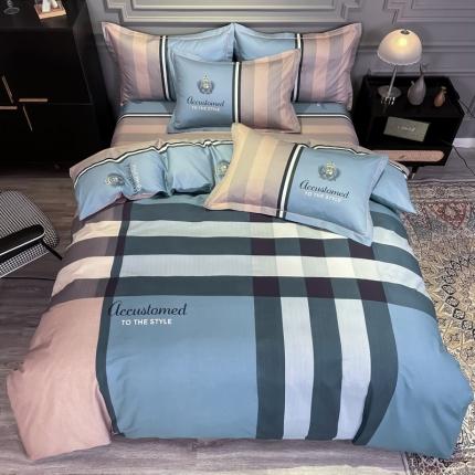 金爱家 2021新款全棉13372四件套条格简约系列 巴伦