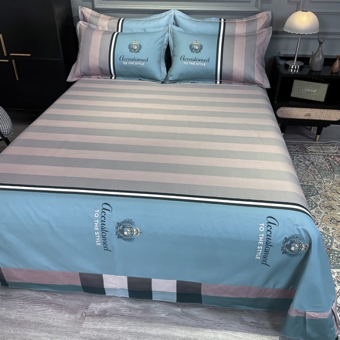 91家纺网 家纺一手货源 找家纺 金爱家 2021新款全棉13372四件套条格简约系列 巴伦