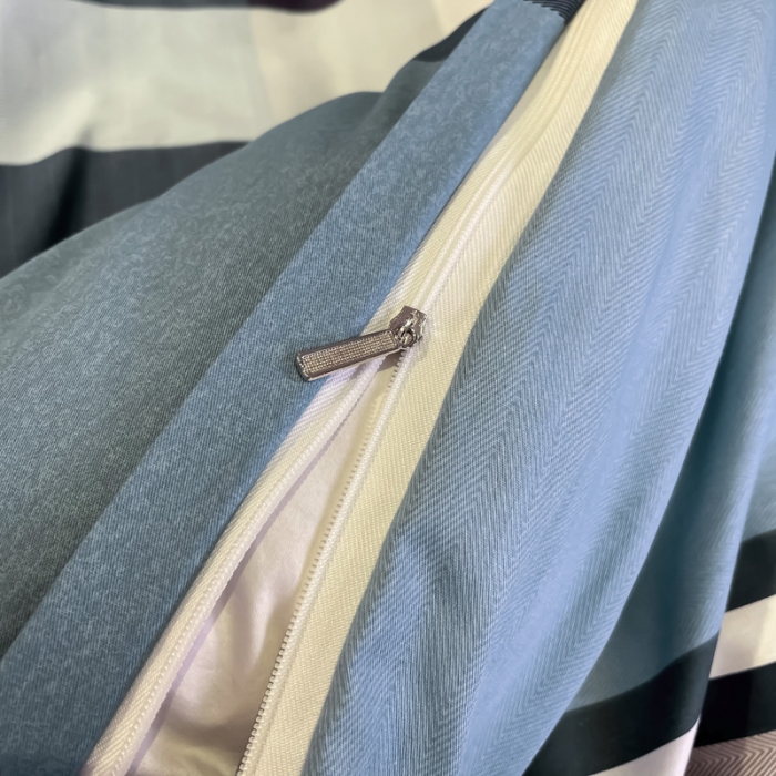 91家纺网 家纺一手货源 找家纺 金爱家 2021新款全棉13372四件套条格简约系列 巴伦