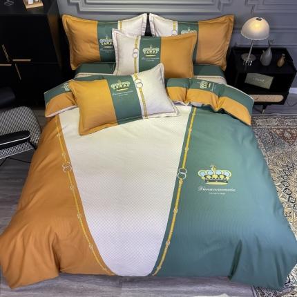 金爱家 2021新款全棉13372四件套条格简约系列 布鲁斯