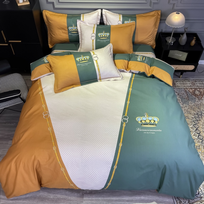 91家纺网 家纺一手货源 找家纺 金爱家 2021新款全棉13372四件套条格简约系列 布鲁斯