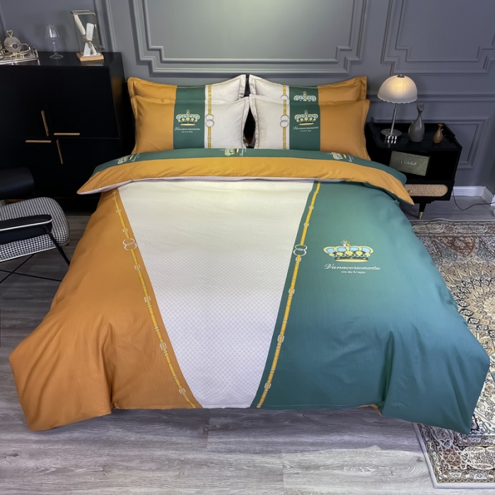 91家纺网 家纺一手货源 找家纺 金爱家 2021新款全棉13372四件套条格简约系列 布鲁斯